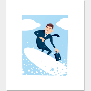 Surfing businessman Posters and Art